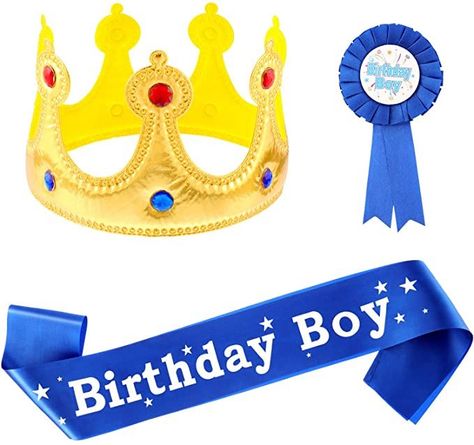 Birthday Boy Sash and Button Pins Birthday Boy Party Accessory Set for Boys Birthday Dress-Up Birthday Party Decoration #CommissionEarned Baby Birthday Crown, Happy Birthday Crown, Kids Party Hats, Boy Crown, Happy Birthday Boy, Birthday Party Accessories, Coloring For Boys, Crown For Kids, Birthday Sash