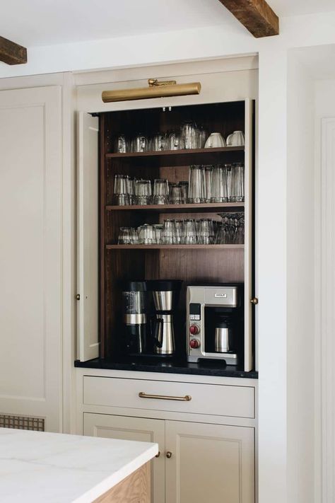 Coffee Corner Aesthetic, Corner Aesthetic, Jean Stoffer Design, Stoffer Home, Coffee Bar Ideas, Coffee Bar Home, Coffee Corner, Coffee Station, Custom Cabinetry