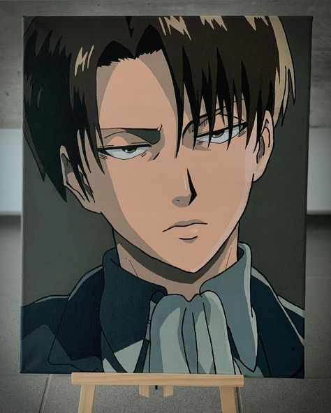 Levi Ackerman Painting On Canvas, Levi Canvas Painting, Levi Ackerman Painting, Painting Of Anime, Acrylic Anime Painting, Attack On Titan Painting, Anime Painting Acrylic, Cartoon Wall Painting, Anime Canvas Painting