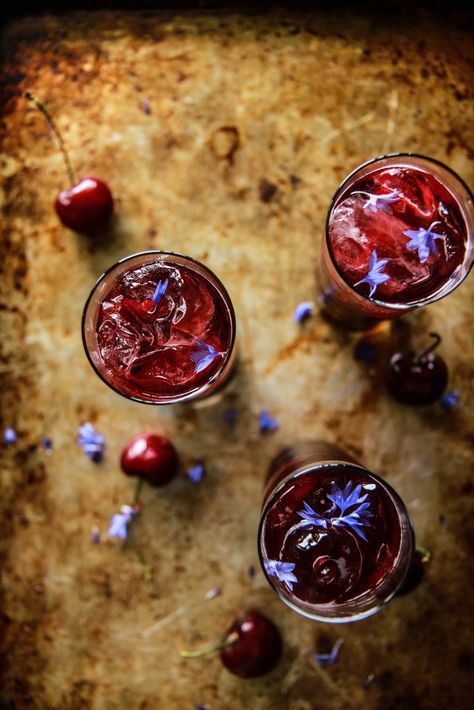 Cherry Rum and Coke from HeatherChristo.com Coke Cherry, Rum And Coke, Cherry Syrup, Fresh Cherry, Twenty Twenty, Cocktail Cabinet, Cherry Cola, Dark Rum, Fresh Cherries