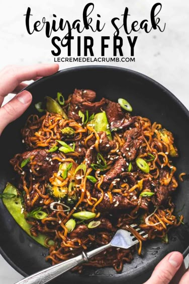 Wok Sauce, Teriyaki Beef Stir Fry, Steak Stirfry Recipes, Teriyaki Noodles, Teriyaki Steak, Teriyaki Stir Fry, Steak Stir Fry, Easy Ramen, Steak Sandwiches