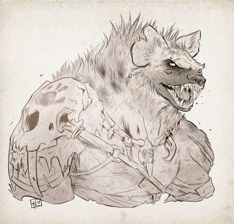 Gnoll Dnd Art, Beastman Fantasy Art, Hyena Monster, Hyena Character Design, Dnd Gnoll, Gnoll Character Art, Animal Warrior, Dnd Races, Dungeons And Dragons Characters