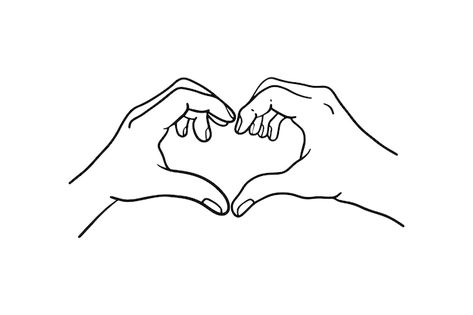 Premium Vector | Two hands form a symbol of love and care. Two Hands Making A Heart, Hands Forming A Heart, Hands Making A Heart, Hand Outline, Heart Illustration, Heart Drawing, Heart Hands, Body Reference, Symbol Of Love