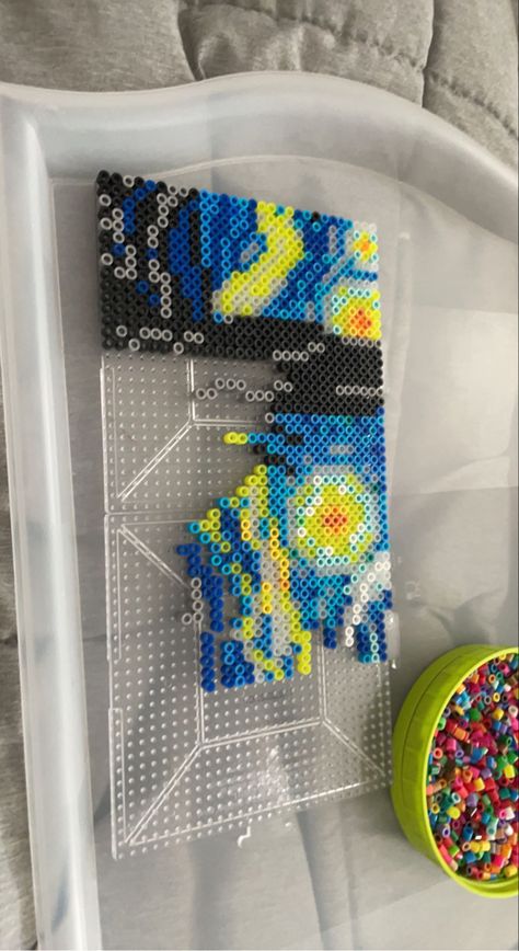 starry night perler beads Starry Night Perler Beads, Perler Beads, Starry Night, Beads