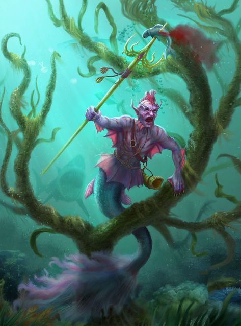 ArtStation - Prey, Markus Stadlober Fantasy Mermaids, Fantasy Mermaid, Mermaids And Mermen, Fantasy Races, Fantasy Male, Sea Monsters, Dessin Adorable, Fantasy Warrior, Mermaid Art