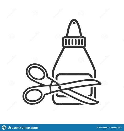 Glue Tube Bottle and Scissors Outline Icon. Glue tube or bottle outline flat ico #Sponsored , #Bottle, #Scissors, #Tube, #Glue, #Outline Bottle Outline, Chicken Food, Flat Icon, Glue, White Background, Stock Vector, Vector Illustration, Chicken