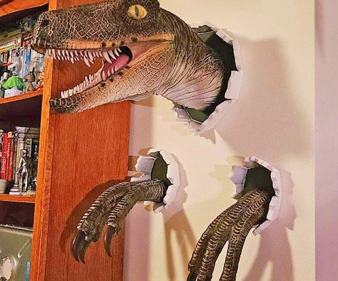 Dinosaur Head Wall Mount, Dinosaur Room Decor, Dinosaur Wall Decor, Dinosaur Ornament, 3d Dinosaur, Dinosaur Head, Fantasy Bedroom, Dinosaur Room, Head Statue