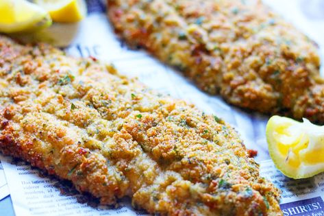 delicious catfish parmesan. – The 2 Spoons Baked Catfish Recipes, Baked Catfish, Fresh Fish Market, Catfish Recipe, Oven Fried Fish, Southern Fried Catfish, Seafood Dish Recipes, Catfish Recipes, Fried Catfish