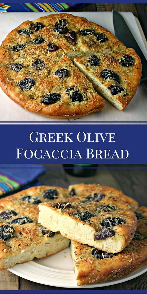 Olive Focaccia Bread, Ancient Greek Food, Olive Focaccia, Greek Dinners, Greek Olives, Roll Recipes, Greek Cooking, Focaccia Bread, Greek Dishes