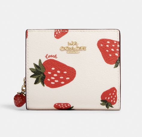 Coach Wallets, Cute Keychains, Snap Wallet, Wild Strawberry, Backpack Keychains, Cute Wallets, Girly Bags, Strawberry Print, Coach Wallet