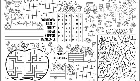 Thanksgiving Coloring Placemats, Printable Thanksgiving Placemats, Printable Thanksgiving Coloring Pages, Activities To Keep Kids Busy, Thanksgiving Coloring Pages For Kids, Thanksgiving Puzzle, Printable Placemat, Fall Coloring Sheets, Free Printable Thanksgiving