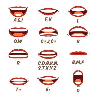 Premium Vector | Mouth sound pronunciation. lips phonemes animation, talking red lips expressions, mouth speech sync pronounce symbol set. mouth speech english, speak sound and talk illustration Mouth Sync Reference, Lip Sink Animation, Phonemes Animation, Talk Illustration, Mouth References, Cartoon Tips, Mouth Animation, Cartoon Mouth, Art Mouth