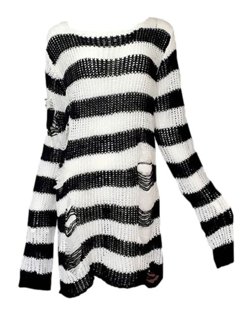 PRICES MAY VARY. Loose ripped knit jumper pullover blouse,crewneck,lightweight,streetwear,fashion sweater for women Gothic,hollow out,plus size,long,cover your bum Easy to pair with your jeans,shorts,skirt,leggings,boots and sneaker Great for halloween,christmas,masquerade club,dating,goth cosplay,cocktail,club,casual,daily wear Hand wash recommended with cold water Ripped Jumper, Goth Clothes, Distressed Sweater, Wearing Color, Long Sweater Dress, Stylish Sweaters, Long Sleeve Pullover Sweater, Pretty Clothes, Goth Outfits