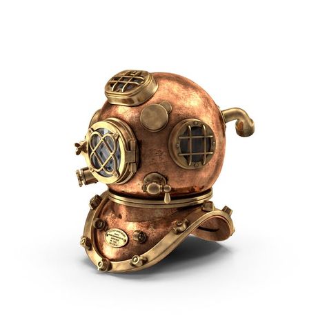 Diving Helmet by PixelSquid360 Old Diving Helmet, Diver Helmet, Diving Helmet, 3d Object, Whittling, Free Png, Png Images, Diving, Nautical