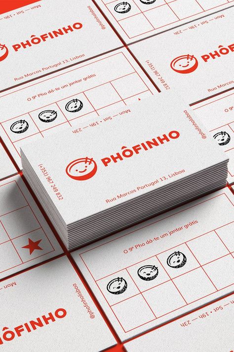 Restaurant Card Design, Fun Business Card Design, Pho Restaurant, Loyalty Card Design, Restaurant Card, Business Card Gallery, Cafe Cards, Food Business Card, Mascot Illustration