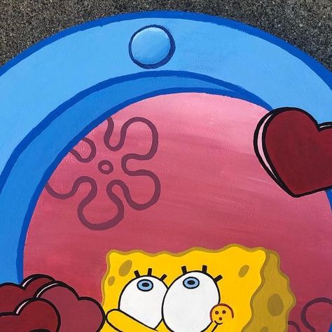 Spongebob Gifts For Boyfriend, Spongebob Valentines Day Painting, Easy Painting Ideas For Boyfriend, Painting For Boyfriend Canvases, Window Canvas Painting, Painting For Girlfriend, Girlfriend Painting, Painting Ideas On Canvas For Boyfriend, Canvas Painting For Boyfriend