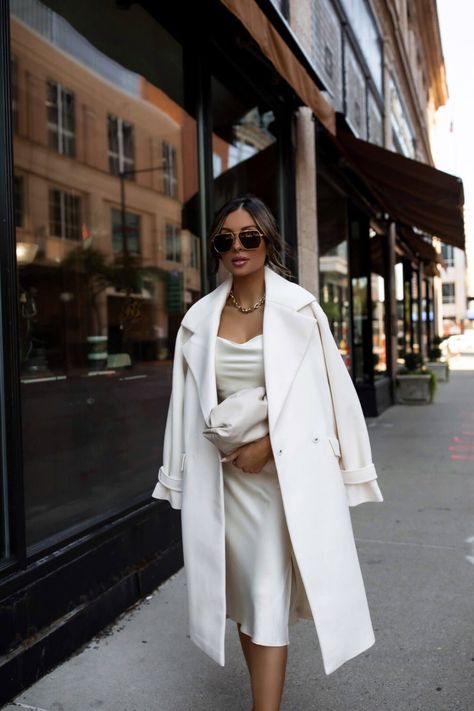 The Best Coats to Wear with Dresses Coats With Dresses, Dress With A Coat, Styling Coats, Slip Dress Outfit, Mia Mia Mine, Rehearsal Dinner Outfits, Belted Wrap Coat, Mia Mia, Turtleneck Style