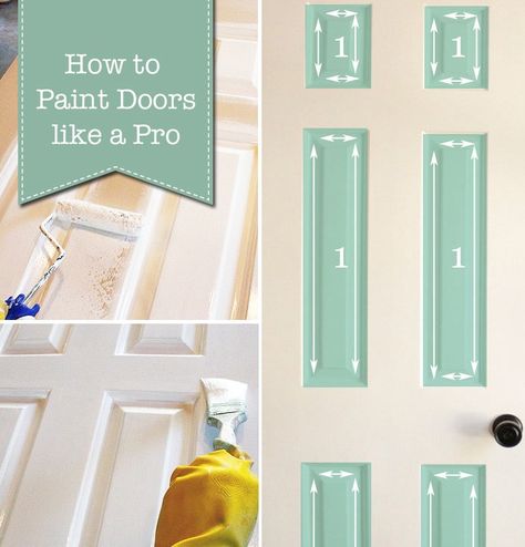 So you want to paint like a pro? Well, sit back and let me give you some tips and a tutorial for painting a door for starters. Then we’ll work our way around the room. Our doors are all the six panel type. If you have flat (non-panel) versions, you can skip this post and … How To Paint Doors, Paint A Door, Paint Doors, Pintu Interior, Panel Door, Interior Barn Doors, Home Repairs, Painted Doors, Diy Home Improvement