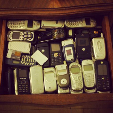 If you have a similar drawer at home.. we want to buy them all! Let us recycle your old phones and get you paid for doing it! Cell Phone Store, Old Cell Phones, Phone Store, Old Phone, Best Mobile, Simple Green, Walkie Talkie, Daily Photo, Michael Kors Monogram