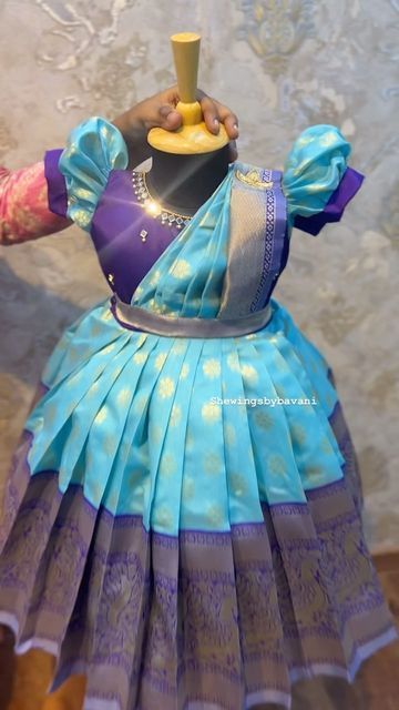 Pattu Paavadai For Baby Girl, Pattu Pavadai Design, Baby Girl Pattu Pavadai Designs, Pattu Dress For Kids, Latest Pattu Pavadai Designs, Kids Pavadai Blouse Designs, Kids Pattu Frock Designs, Pavadai Sattai Designs Kids, Pattupavadai Designs For Kids