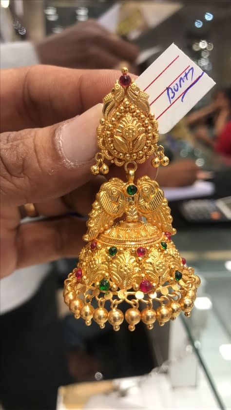 Gold Jhumka Earring designs latest 2019/ Gold buttalu | Sparkling Fashion 8 Grams Gold Earrings, Jumka Design Gold, Jhumka Earrings Gold, Gold Buttalu, Temple Jewellery Earrings, Gold Jhumka, Gold Earrings Indian, Gold Jhumka Earrings, Gold Earrings Models