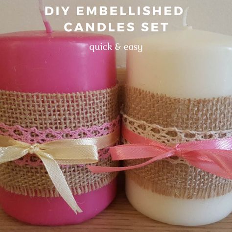 DIY embellished candles set Candle Embellishments, Creative Blog, Luxury Fragrance, Luxury Perfume, Melting Candles, Candle Set, Quick Easy, Valentine Decorations, Wax Melts