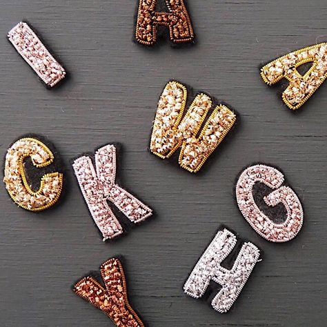 Gold Work, Initial Letter, Initial Letters, Small Businesses, Hand Embroidered, The Uk, Gift Shop, Initials, Enamel Pins