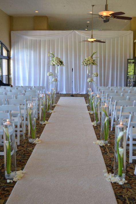 Wedding Walkway Ideas Indoor, Wedding Flower Arrangements Church, Wedding Aisle Decorations Outdoor, Church Wedding Decorations Aisle, Realistic Wedding, Wedding Columns, Wedding Aisle Decor, Small Outdoor Wedding, Wedding Pews