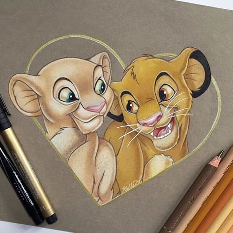 Simba & Nala (Drawing by KellyLahar @Instagram) #TheLionKing Nala And Simba, King Drawing, Lion King Drawings, Easy Disney Drawings, Disney Drawings Sketches, Istoria Artei, Simba And Nala, Lion King Art, Cute Disney Drawings