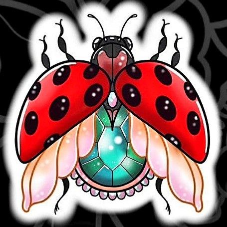 Ladybug Hand Tattoo, Half Sleeve Tattoos Traditional, Love Life Tattoo, Heather Lee, Gem Tattoo, Lady Bug Tattoo, Pastel Goth Art, Bug Tattoo, Bull Tattoos