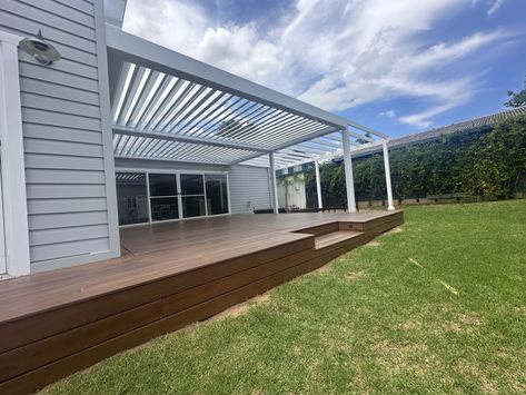 Marvel at this spectacular combination of a Pavilion™ Allure Louvre Roof Patio with a Stratco Pergola in Camden, New South Wales. 🤩 This magnificent structure was installed with perfection by Tom from @Token Building using state-of-the-art Stratco products. You too could elevate your outdoor space. Get a free quote today: bit.ly/stratco-quote #Stratco #HowTo #Pavilion #Pergola #Louvre #Allure #Patio #Camden Louvre Roof Patio, Roof Patio, Entertainment Area, Entertaining Area, Free Quote, South Wales, Garden Room, House Inspo, New South Wales