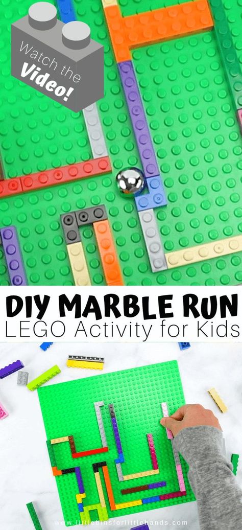 Printable LEGO Challenges for Kids | Little Bins for Little Hands Lego Maze, Printable Lego, Lego Camp, Marble Maze, Lego Challenge, Lego Club, Lego Diy, Lego Activities, Awesome Lego