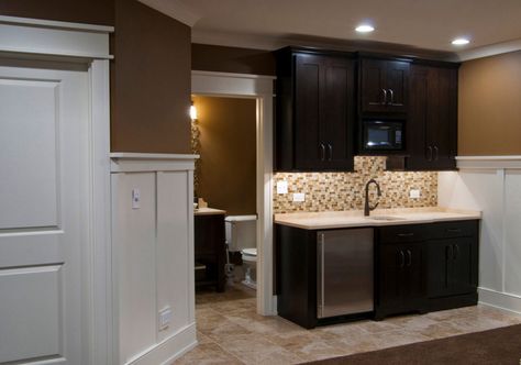 45 Basement Kitchenette Ideas to Help You Entertain in Style | Home Remodeling Contractors | Sebring Design Build Kitchenette Ideas, Kitchenette Design, Basement Kitchenette, Wooden Kitchen Cabinets, Cabin Chic, Home Remodeling Contractors, Modern Basement, Basement Kitchen, Small Basement