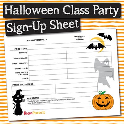 Classroom Halloween Party Food List, Wish List Template, Preschool Halloween Party, Party Food Signs, Class Mom, Teacher Wish List, Pto Today, Classroom Halloween Party, Sign Up Sheets