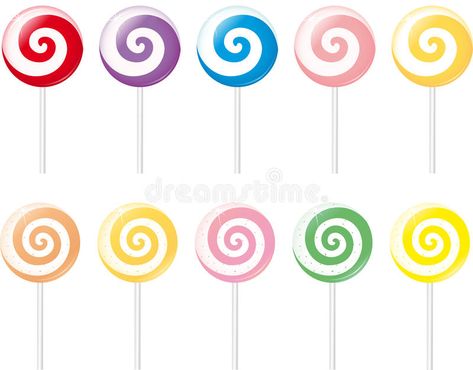 Lollipops. Set of various colorful lollipops royalty free illustration Lollipop Cake Topper, Lollipop Illustration, Diy Cake Topper Printable, Diy Cake Topper, Topper Cake, Free Illustration, Diy Cake, Pinterest Logo, Free Illustrations