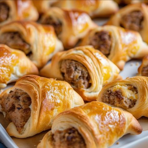 Baked Sausage And Cream Cheese Crescents, Baked Sausage Cream Cheese Crescents, Crescent Roll Sausage, Potato Dinner Rolls Recipe, Sausage Cream Cheese Crescent Rolls, Recipe For Cream Cheese, Sausage And Cream Cheese, Lemon Baked Cod, Crescent Roll Recipes Dinner