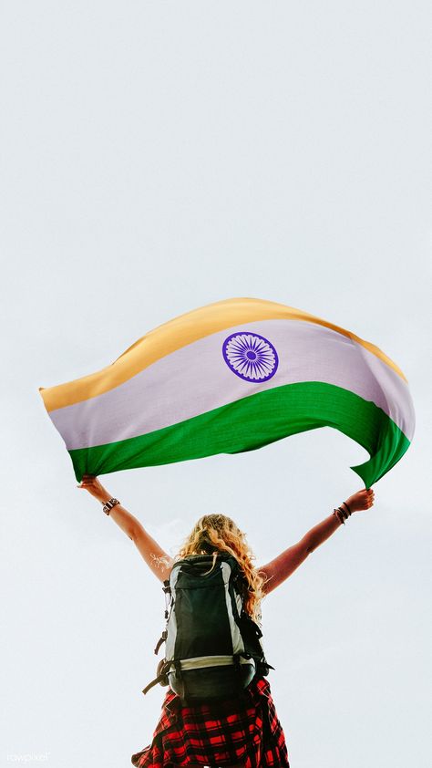 Woman holding the Indian flag mobile wallpaper | premium image by rawpixel.com / HwangMangjoo Flag India, South Korean Flag, Chinese Flag, Flag Images, Alphabet Tattoo, European Flags, Korean Flag, About India, Japanese Flag