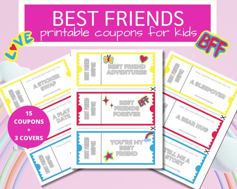 Friendship Coupons, Friend Gift Ideas, Friends Adventures, Friend Bff, Friends Day, Bear Hug, Coupon Book, Printable Coupons, Gift Vouchers