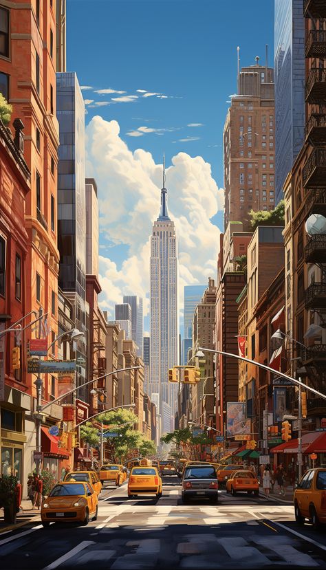 4k Wallpaper For Iphone, Nyc Drawing, City Scape Painting, City Concept, Motivational Articles, Drawing Wallpaper, Wallpaper For Iphone, Art N Craft, 4k Wallpaper