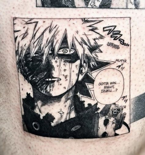 Anime Tattoos Mha, Manga Panel Tattoo Ideas, My Hero Tattoo Ideas, My Hero Tattoo, My Hero Academia Manga Panels, My Hero Academia Tattoo Ideas, Manga Tattoo Anime, Tato Idea, Anime Panel Tattoo