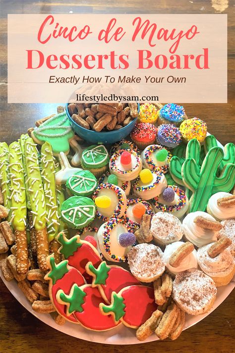 Cinco De Mayo Charcuterie Board Ideas, Cinco De Mayo Dessert Ideas, Fiesta Sugar Cookies, Mayo Cupcakes, Sombrero Cookies, Desserts Board, Desserts Mini, Bbq Dessert, Easy Dessert Ideas