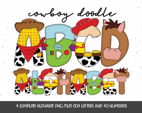 Toy Story Letters Diy, Toy Story Letters, Cowboy Alphabet, Cartoon Alphabet, Fancy Writing, Art Lettering, Letters Png, Doodle Letters, Doodle Alphabet