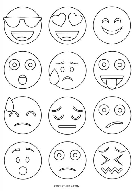 Drawing Of Emojis, Emotions Emojis Printable, Smiley Emoji Drawing, Printable Emoji Faces Free, How To Draw Emojis, Feelings Coloring Pages For Kids, Emotions Coloring Pages For Kids, Coloring For Kids Free Printables, Printable Smiley Faces