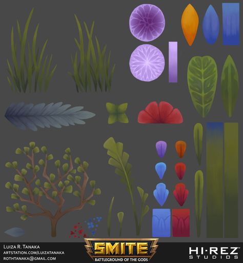 ArtStation - SMITE: Roman Arena - Foliage, Luiza R. Tanaka Arena Map, Fantasy Dungeon, Paint Games, Game Textures, Berry Plants, Game Mode, Ground Level, Forest Flowers, Concept Art Drawing