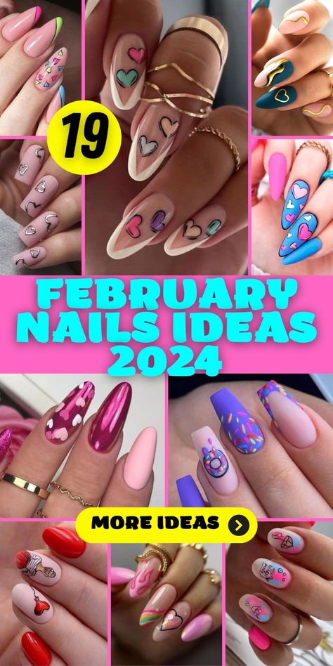 Coffin and Ballerina Nails for Valentine's Day 2024 - Coffin and ballerina nails are a great choice for Valentine's Day in 2024, offering a trendy and modern canvas for your nail art. Decorate these long nails with Valentine's motifs like hearts or initials, or opt for a Valentine's Day pink and black design. These shapes are perfect for those who want to make a fashion-forward statement during the season of love. Valentines Day Nails With Initials, February Nails Ideas, Simple Art Designs, Modern Nail Art, 2024 Nails, Different Shades Of Red, Long Stiletto, February Nails, Medium Almond