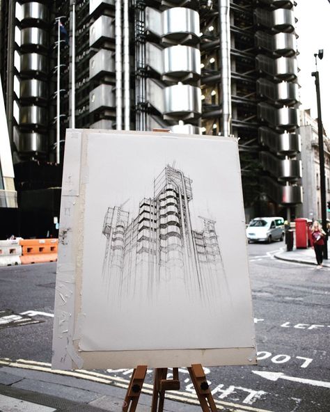 Lloyd’s Building, London 2017 - Today I’ve been planning upcoming events for this month and the next. - Dates for Exhibitions, Workshops… Luke Adam Hawker, Luke Adam, Life In London, Art Life, London Life, Urban Life, Architecture Sketch, Pen Art, Pen Drawing