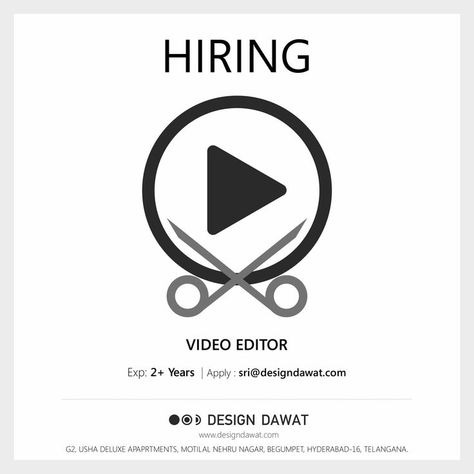 We are Hiring Video Editor. Experience: 2+ Years Drop your mails to: sri@designdawat.com #Designdawat #Adagency #Branding #Advertising #paperads #DigitalMarketing #hyderabadadclubs #hyderabadadvertising #hiring #videoeditor #hiringeditor #applynow #mailyourresume Hiring Video Editor, Motilal Nehru, We Are Hiring, Job Posting, Video Editor, Branding, How To Apply