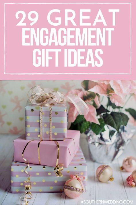 Friends just got engaged? Get them the perfect gift - we have ideas for every kind of couple and price point! #engagement #engagementgift #weddinggift #engagementgiftideas #weddinggiftideas #uniqueweddinggift #uniqueweddinggiftideas #engagementinspo Gifts For Bride From Groom, Engagement Party Gift Ideas, Engagement Present Ideas, Engagement Gift Ideas For Couples, Diy Wedding Gift Ideas, Best Engagement Gifts, Unique Wedding Gift Ideas, Diy Wedding Gift, Meaningful Presents