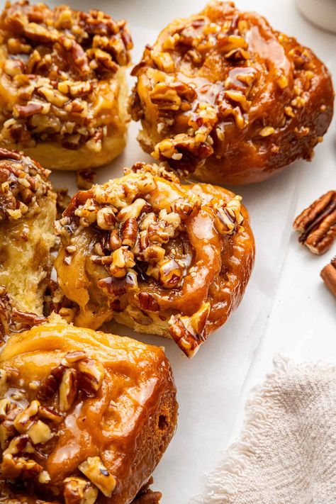 Old-fashioned Pennsylvania Dutch sticky buns with a gorgeous glaze topping - this heirloom recipe makes the most tender, perfectly sweet morning buns that will fill your kitchen with the coziest baking smells! #stickybuns #breakfastrecipes #brunchrecipes #amishbaking #homemadebread #breakfastbuns #caramelbuns #sweetbread #weekendproject #brunchgoals Puff Pastry Sticky Buns, Sourdough Sticky Buns, Chocolate Sticky Buns, Overnight Sticky Buns, Easy Sticky Buns, Morning Buns, Pennsylvania Dutch Recipes, Sticky Buns Recipes, Morning Bun