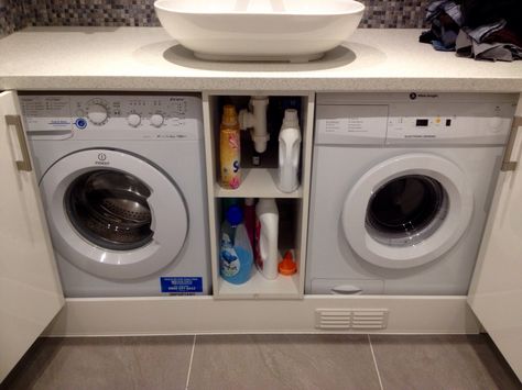 Bathroom Dryer Washing Machine, Washing Machines In Bathroom, Washer And Dryer Under Bathroom Vanity, Bathroom Ideas Washing Machine And Dryer, Wash And Dryer Room, Bathroom Washing Machine Dryer, Small Toilet Room With Washing Machine, Sink On Top Of Washing Machine, Laundry Under Sink